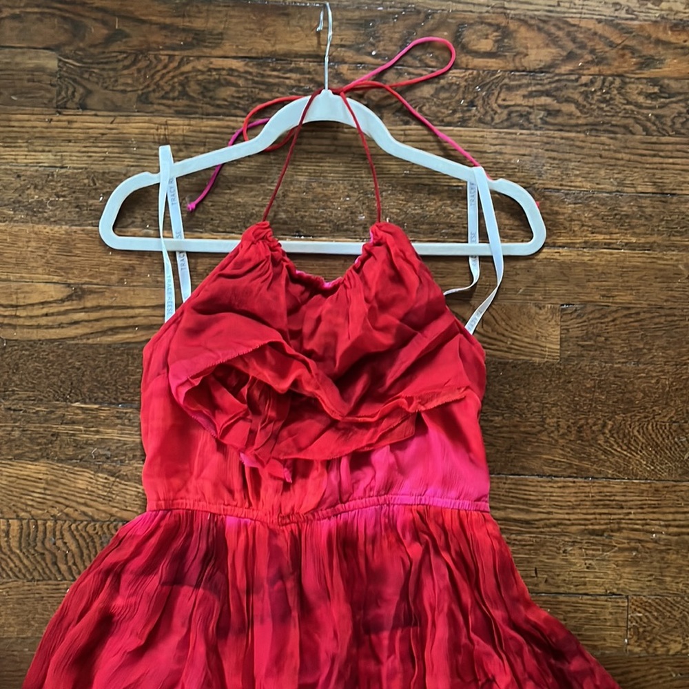 TRACY REESE Anthropologie Cascade Halter Dress Red Ombré - Picture 4 of 13
